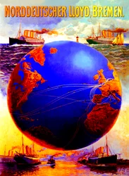 Póster publicitario de la Línea North German Lloyd, 1907